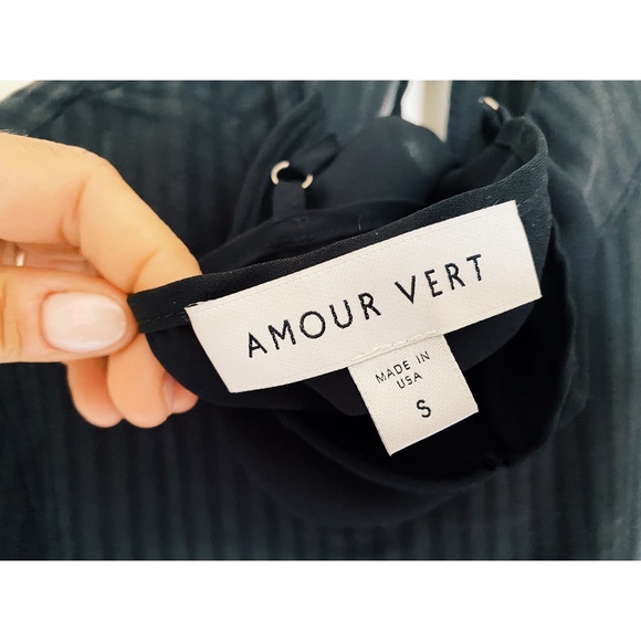 Amour Vert Alina Baby Doll Black Stripe Dress. Size S - Picture 6 of 7